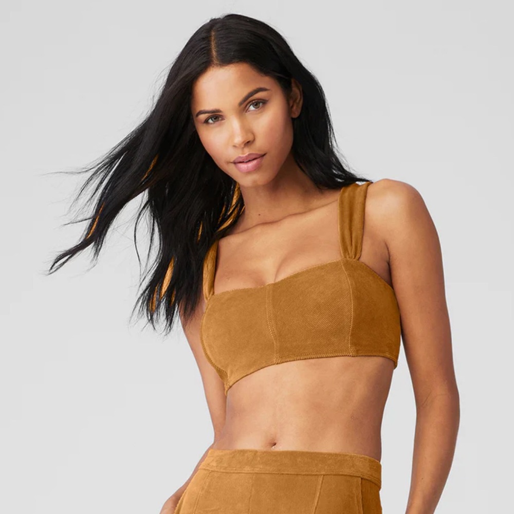 ALO Yoga Micro Corduroy Winter Break Bra Toffee